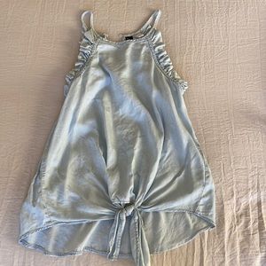 Blue Rain High Neck Ruffle Edge Light Blue Tank Top